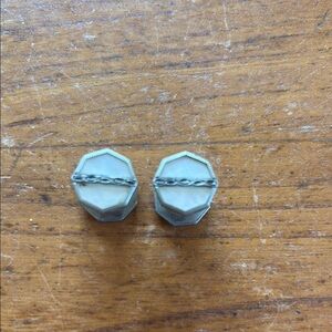 Antique B & W Co. USA 1923 Kum-A-Part hexagon shaped silver tone & MOP cufflinks